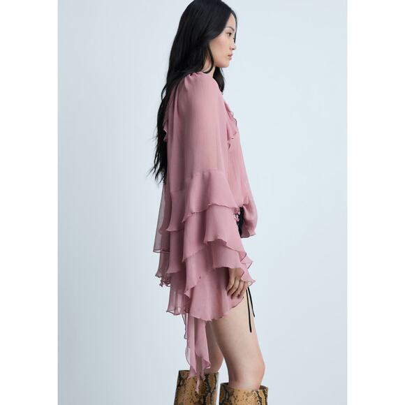 MANGO Ruffled Chiffon Long Sleeves Blouse - 4 - Picture 5 of 8